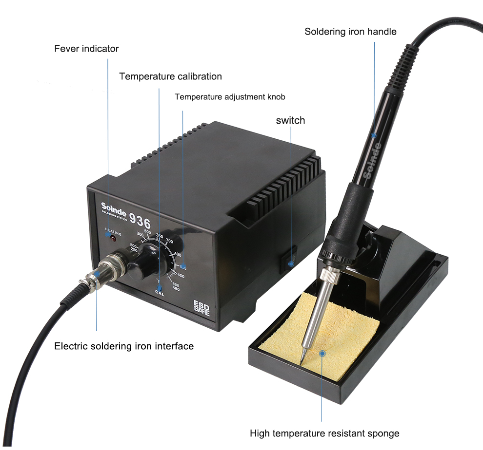 Solnde-936 Precise temperature control, fast heating 60W24V anti-static constant temperature soldering station