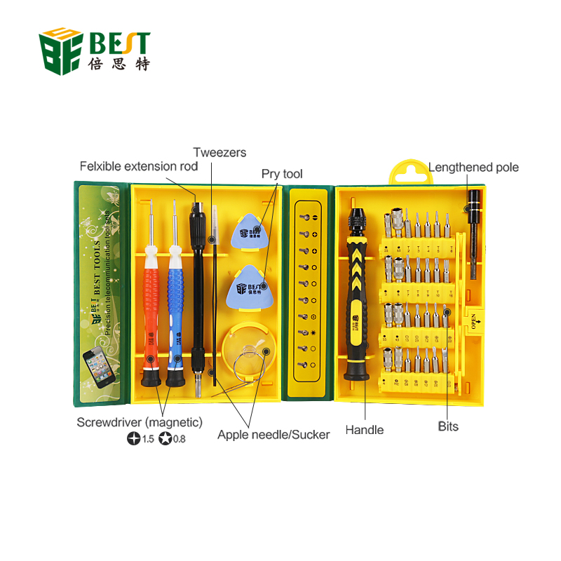 BEST-8921 طقم أدوات إصلاح عالمي 38pcs للهاتف المحمول أدوات إصلاح