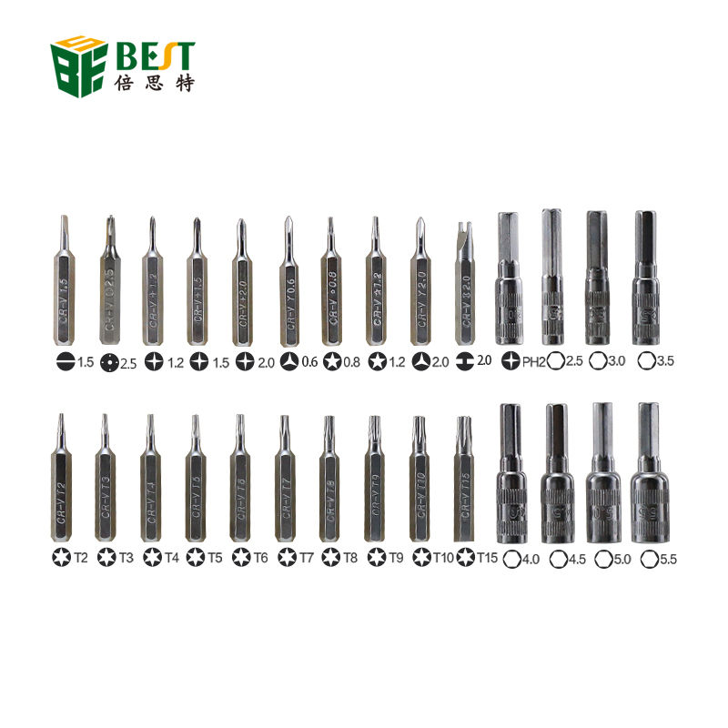 BEST-8921 طقم أدوات إصلاح عالمي 38pcs للهاتف المحمول أدوات إصلاح