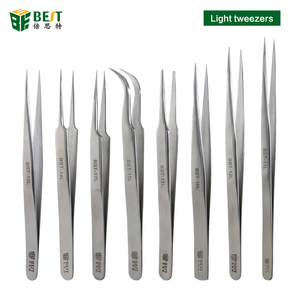 Pince à épiler en acier inoxydable légère pour extensions de cils BEST