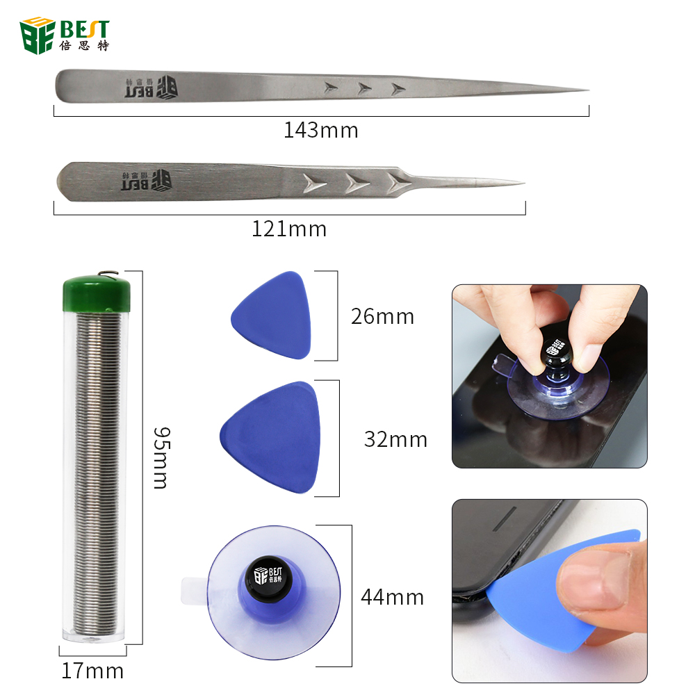 BST-122 Mobile Phone Repair Tools Kit Spudger Pry Opening Tool Screwdriver Set with tin wire for phone Hand Tools