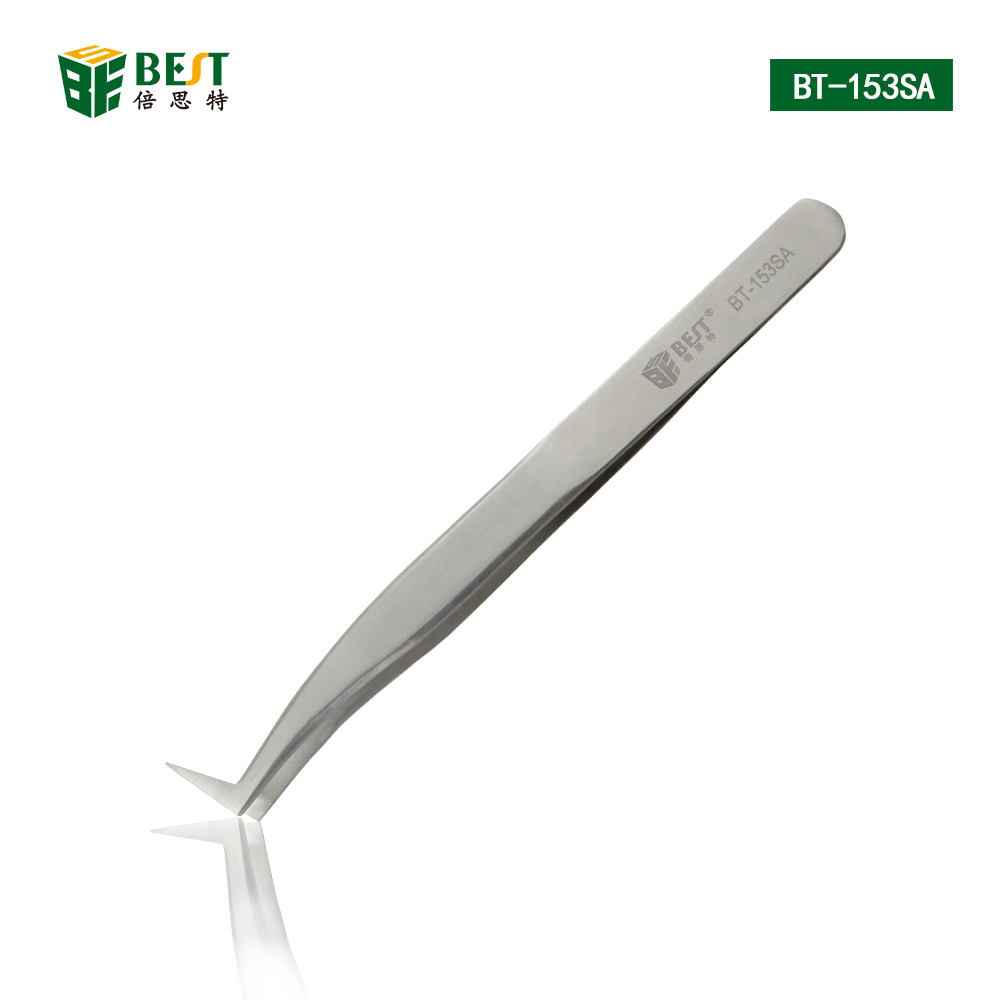 BST-153SA Anti-Skid Forceps Stainless Steel Makeup Repair Multi Hand Tools Precision Tweezers