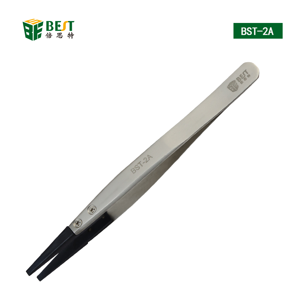 BST-2A Anti-static tweezers with replaceable  flat tip