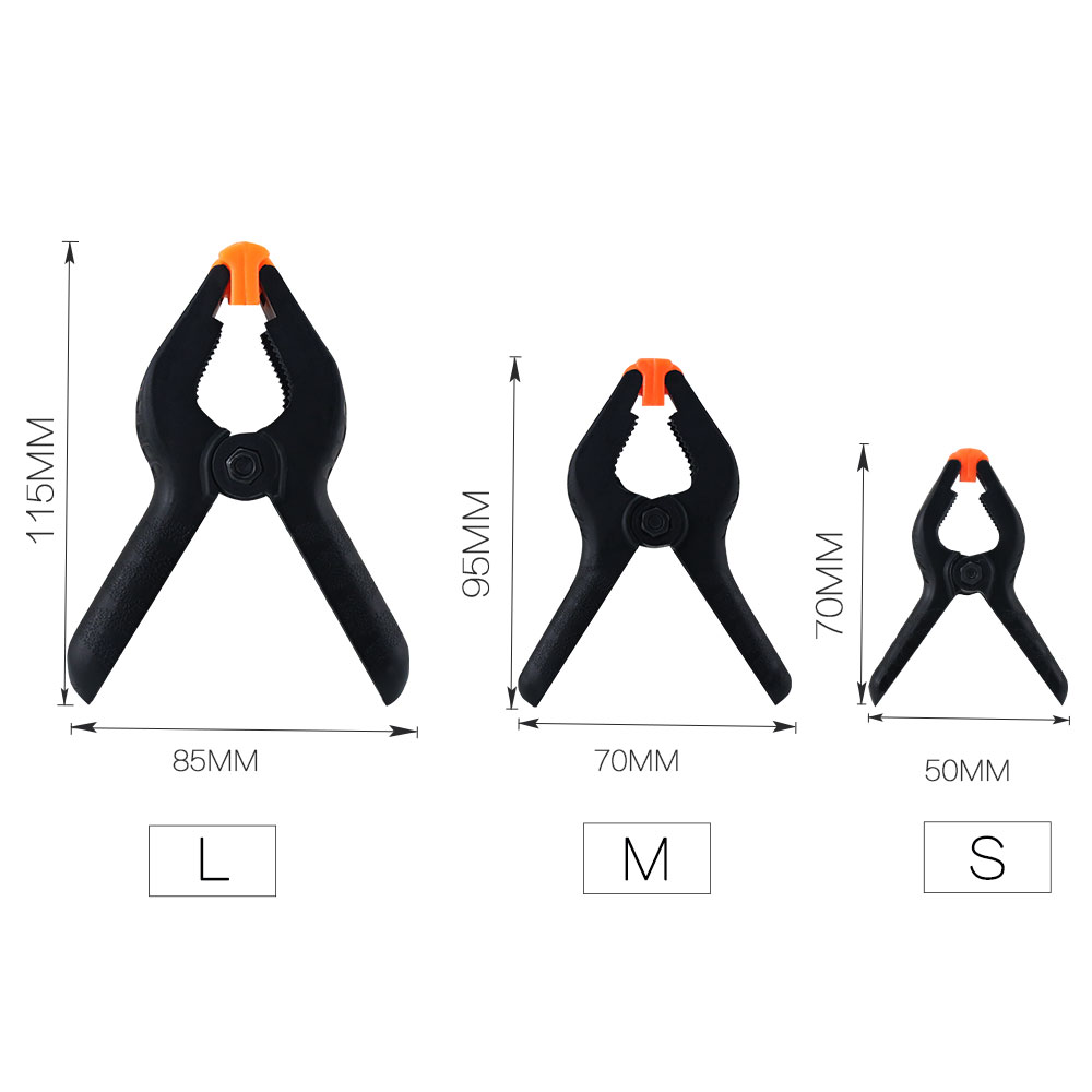 BST-310A 4pcs/lot Different size Plastic Nylon Spring Clamps Clip Tips Set for Paper Photo Backdrop Background Woodworking