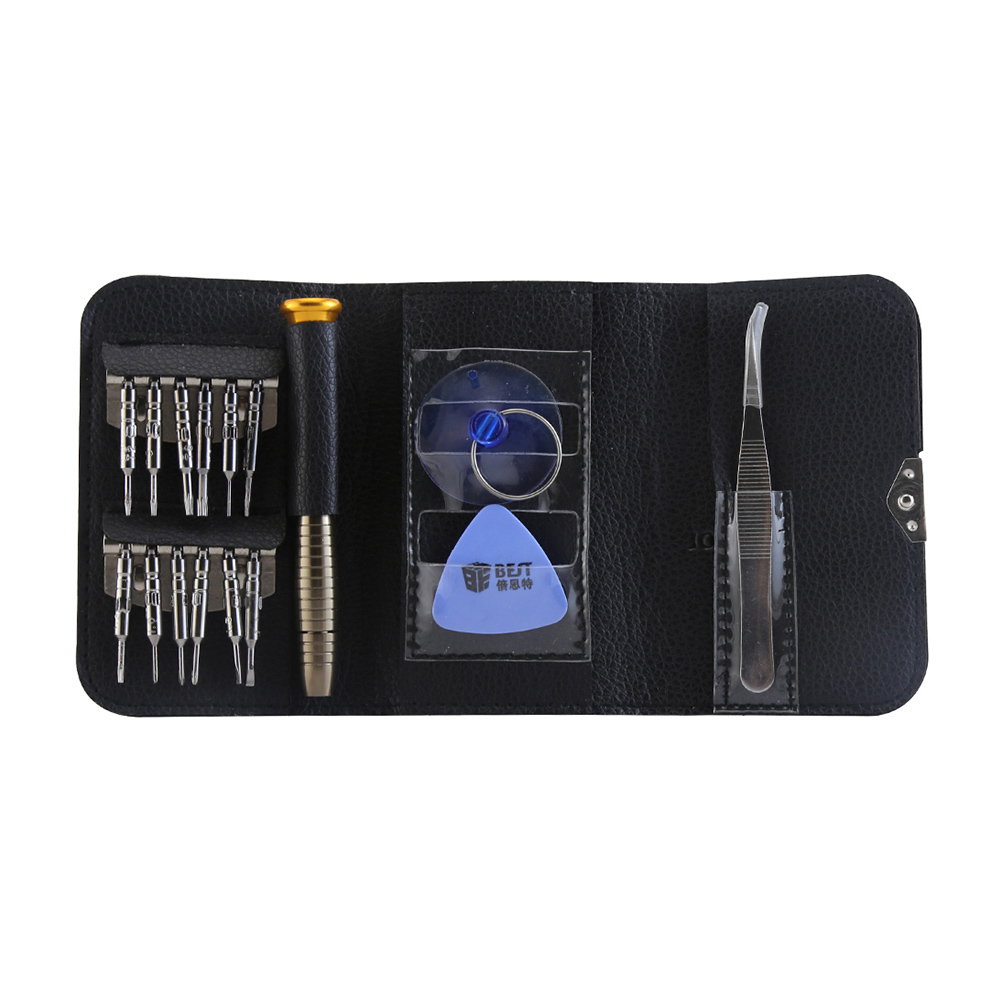 BST-633B 16 in 1 Precision Schraubendreher Brieftasche Set Eröffnung Repair Tool Kit mit Pinzette für Handy-Kamera-Uhr Electronic