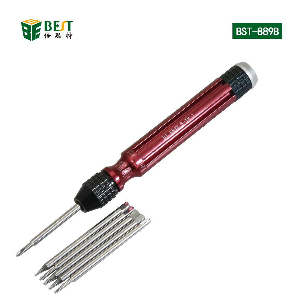 BST-889B 6 in 1 Präzisions-Schraubendreher-Set für Handy Eröffnung Reparatur-Tools Kit