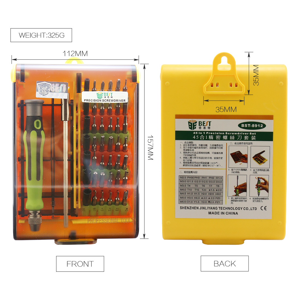 BST-8912 45pcs magnetico cacciavite di precisione per il calcolatore del telefono mobile