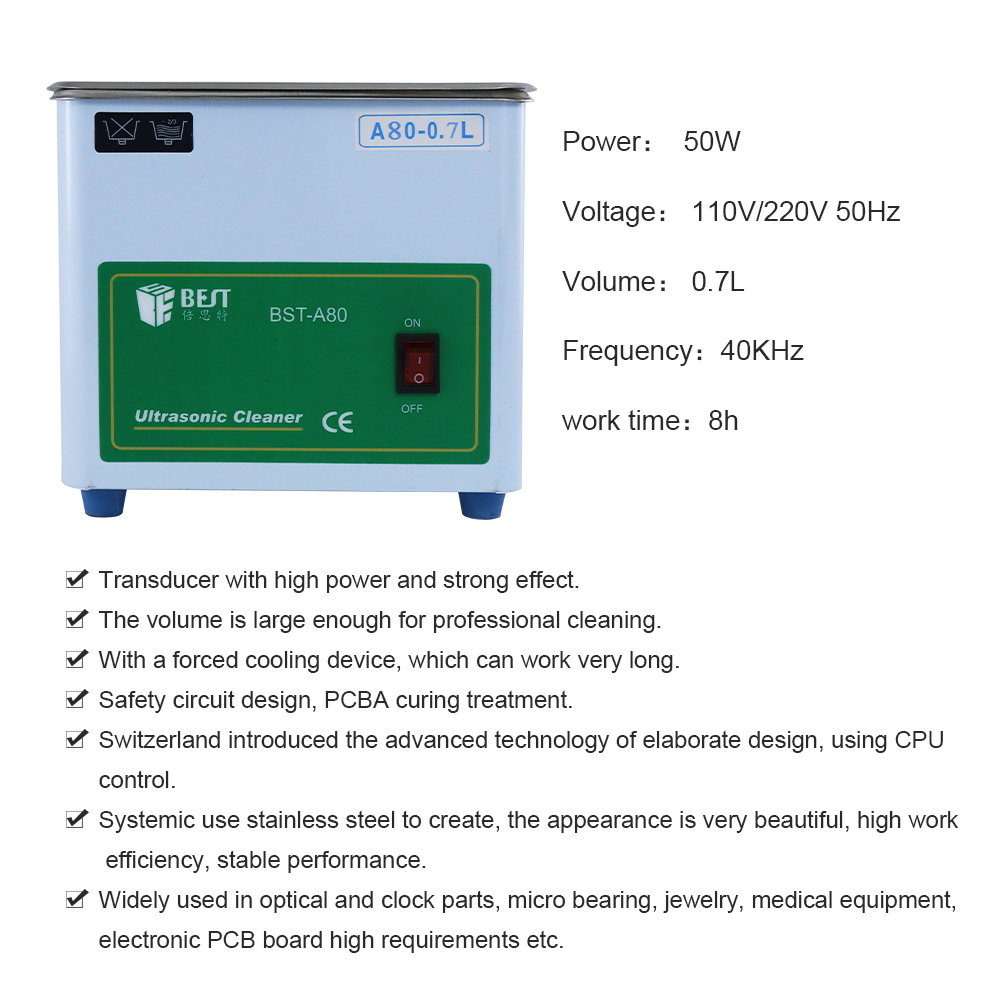 BST-A80质量保证OEM超声波洗衣机用于手术器械