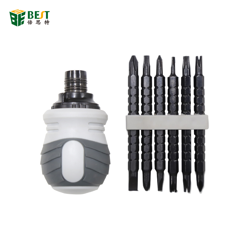 BST-8938 Magnetischer Ratschenschraubendreher-Set Phillips geschlitzte Dual-Purple-Ratchet-Schraubendreher Teleskop-abnehmbares Griff