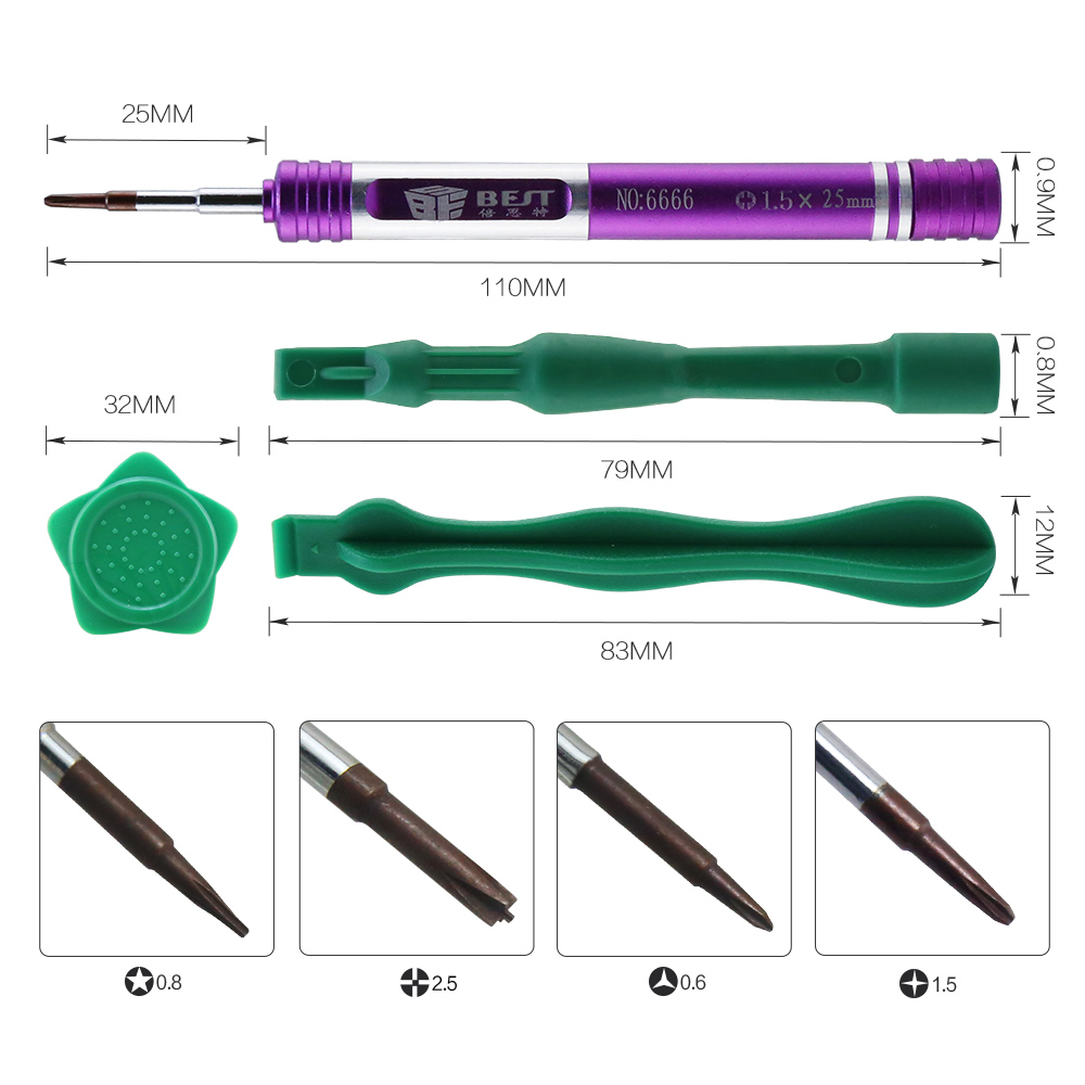 BST-6666 y 형 스크루 드라이버 비트 휴대 전화 수리 도구 키트 Spudger Pry Opening Screwdriver Set