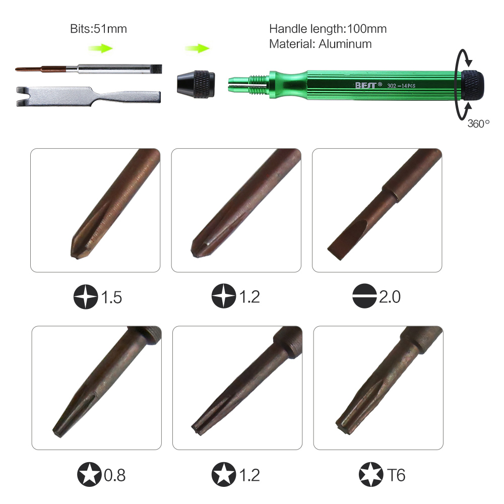 Screwdriver spudger metal pry telecom tools kit BST-302