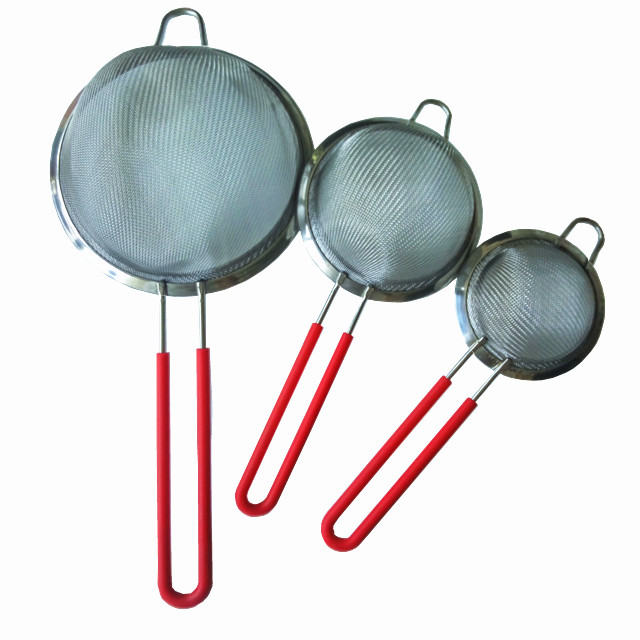 Mesh Stainless Steel filter Strainer with Silicone Handle