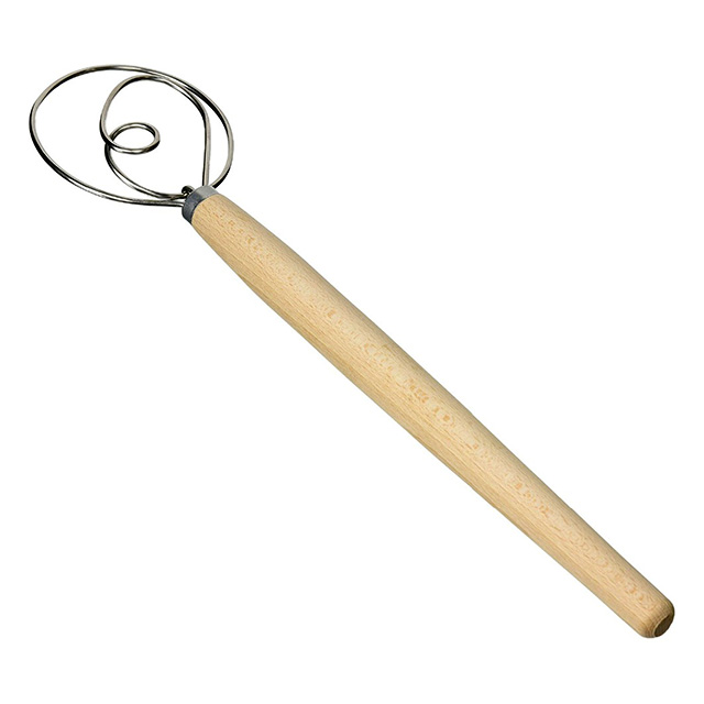 Fouet à pâte danois de style traditionnel avec manche en bois